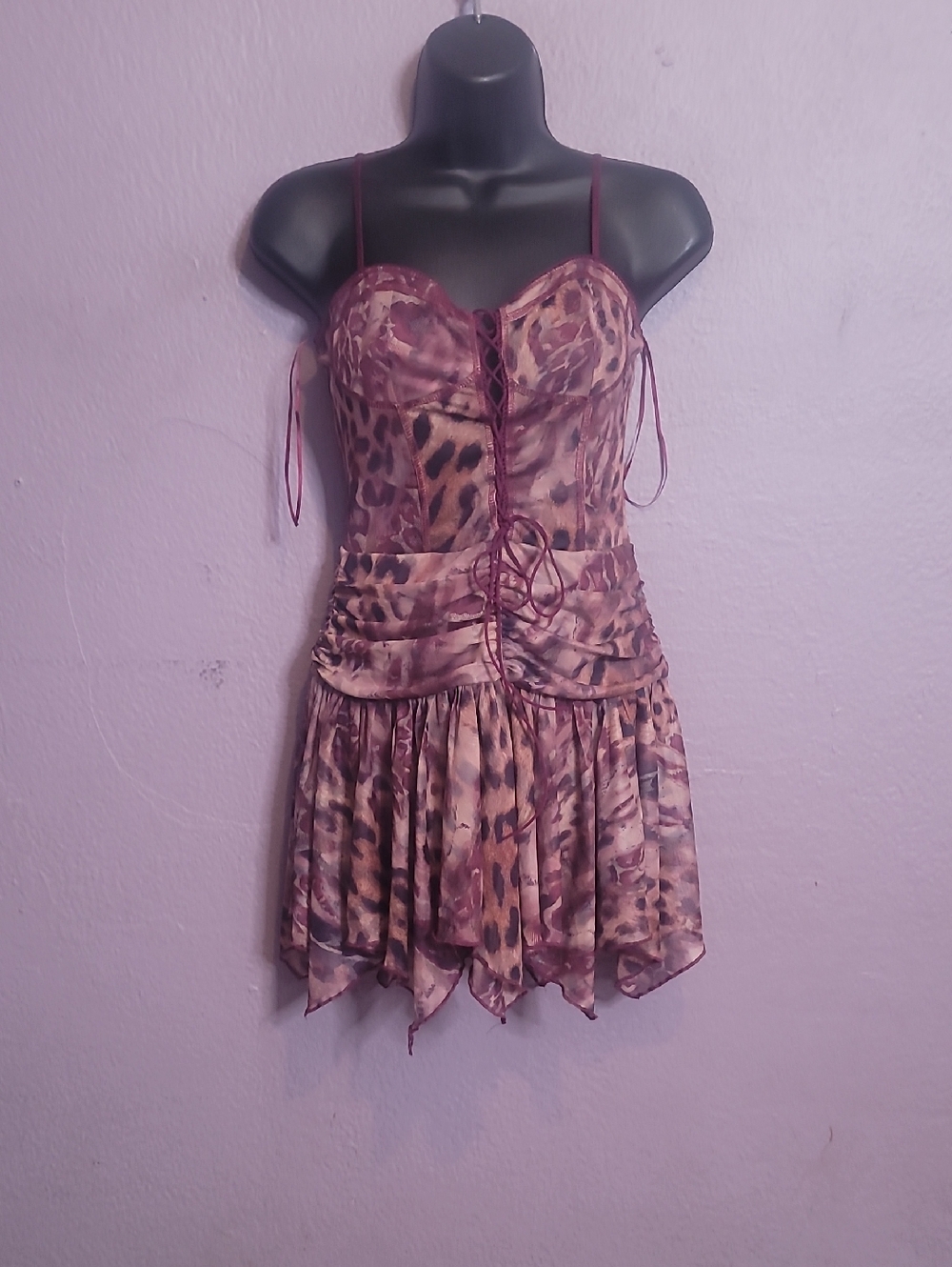 Fashion Nova Burgundy Lace Trim Top